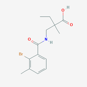 molecular formula C14H18BrNO3 B6644991 2-[[(2-Bromo-3-methylbenzoyl)amino]methyl]-2-methylbutanoic acid 