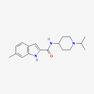 molecular formula C18H25N3O B6645002 6-methyl-N-(1-propan-2-ylpiperidin-4-yl)-1H-indole-2-carboxamide 