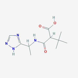 molecular formula C11H18N4O3 B6645099 3,3-dimethyl-2-[1-(1H-1,2,4-triazol-5-yl)ethylcarbamoyl]butanoic acid 