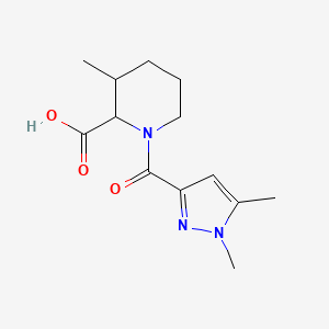 molecular formula C13H19N3O3 B6645127 1-(1,5-Dimethylpyrazole-3-carbonyl)-3-methylpiperidine-2-carboxylic acid 