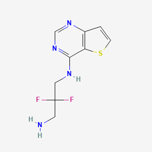 molecular formula C9H10F2N4S B6645269 2,2-difluoro-N'-thieno[3,2-d]pyrimidin-4-ylpropane-1,3-diamine 