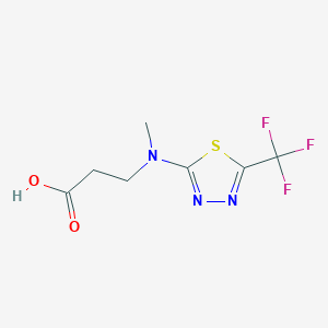 molecular formula C7H8F3N3O2S B6645353 3-[Methyl-[5-(trifluoromethyl)-1,3,4-thiadiazol-2-yl]amino]propanoic acid 