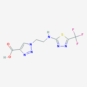 molecular formula C8H7F3N6O2S B6645360 1-[2-[[5-(Trifluoromethyl)-1,3,4-thiadiazol-2-yl]amino]ethyl]triazole-4-carboxylic acid 