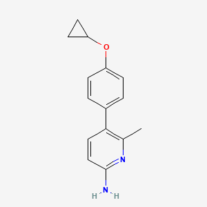 molecular formula C15H16N2O B6645424 5-(4-Cyclopropyloxyphenyl)-6-methylpyridin-2-amine 
