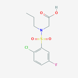 molecular formula C11H13ClFNO4S B6645425 2-[(2-Chloro-5-fluorophenyl)sulfonyl-propylamino]acetic acid 