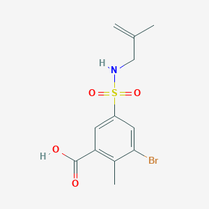 molecular formula C12H14BrNO4S B6645506 3-Bromo-2-methyl-5-(2-methylprop-2-enylsulfamoyl)benzoic acid 