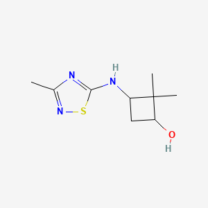 molecular formula C9H15N3OS B6645525 2,2-Dimethyl-3-[(3-methyl-1,2,4-thiadiazol-5-yl)amino]cyclobutan-1-ol 
