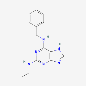 molecular formula C14H16N6 B6645643 6-N-benzyl-2-N-ethyl-7H-purine-2,6-diamine 