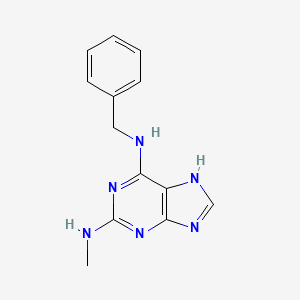 molecular formula C13H14N6 B6645671 6-N-benzyl-2-N-methyl-7H-purine-2,6-diamine 