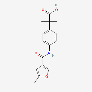 molecular formula C16H17NO4 B6645752 2-Methyl-2-[4-[(5-methylfuran-3-carbonyl)amino]phenyl]propanoic acid 