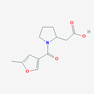 molecular formula C12H15NO4 B6645760 2-[1-(5-Methylfuran-3-carbonyl)pyrrolidin-2-yl]acetic acid 