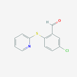 molecular formula C12H8ClNOS B6645849 5-Chloro-2-pyridin-2-ylsulfanylbenzaldehyde 