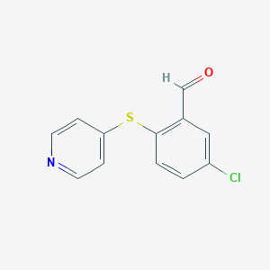molecular formula C12H8ClNOS B6645871 5-Chloro-2-pyridin-4-ylsulfanylbenzaldehyde 