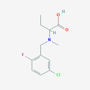 molecular formula C12H15ClFNO2 B6645881 2-[(5-Chloro-2-fluorophenyl)methyl-methylamino]butanoic acid 