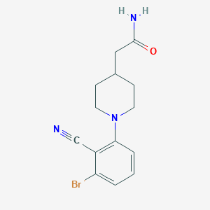 molecular formula C14H16BrN3O B6645885 2-[1-(3-Bromo-2-cyanophenyl)piperidin-4-yl]acetamide 