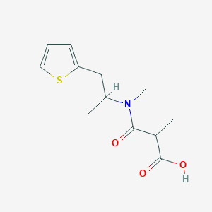molecular formula C12H17NO3S B6645931 2-Methyl-3-[methyl(1-thiophen-2-ylpropan-2-yl)amino]-3-oxopropanoic acid 
