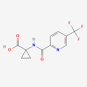 molecular formula C11H9F3N2O3 B6645936 1-[[5-(Trifluoromethyl)pyridine-2-carbonyl]amino]cyclopropane-1-carboxylic acid 