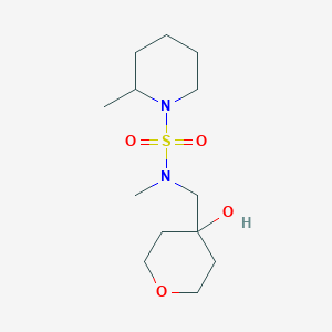 molecular formula C13H26N2O4S B6645960 N-[(4-hydroxyoxan-4-yl)methyl]-N,2-dimethylpiperidine-1-sulfonamide 