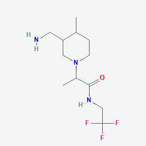 molecular formula C12H22F3N3O B6645994 2-[3-(aminomethyl)-4-methylpiperidin-1-yl]-N-(2,2,2-trifluoroethyl)propanamide 