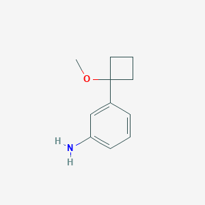molecular formula C11H15NO B6646046 3-(1-Methoxycyclobutyl)aniline 
