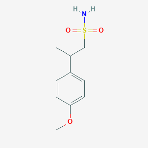molecular formula C10H15NO3S B6646070 2-(4-Methoxyphenyl)propane-1-sulfonamide 