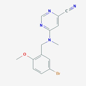 molecular formula C14H13BrN4O B6646085 6-[(5-Bromo-2-methoxyphenyl)methyl-methylamino]pyrimidine-4-carbonitrile 