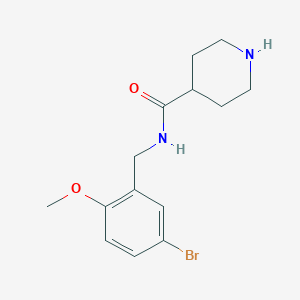 molecular formula C14H19BrN2O2 B6646119 N-[(5-bromo-2-methoxyphenyl)methyl]piperidine-4-carboxamide 