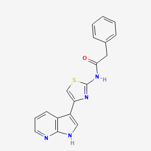 molecular formula C18H14N4OS B6646134 2-Phenyl-N-[4-(1H-pyrrolo[2,3-b]pyridin-3-yl)-thiazol-2-yl]-acetamide 
