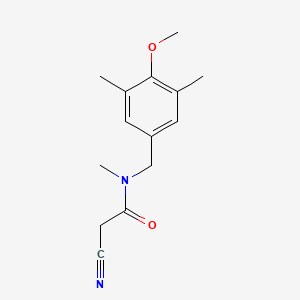 molecular formula C14H18N2O2 B6646258 2-cyano-N-[(4-methoxy-3,5-dimethylphenyl)methyl]-N-methylacetamide 