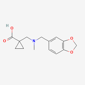 molecular formula C14H17NO4 B6646292 1-[[1,3-Benzodioxol-5-ylmethyl(methyl)amino]methyl]cyclopropane-1-carboxylic acid 