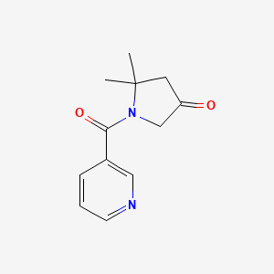molecular formula C12H14N2O2 B6646311 5,5-Dimethyl-1-(pyridine-3-carbonyl)pyrrolidin-3-one 