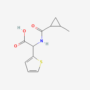 molecular formula C11H13NO3S B6646371 2-[(2-Methylcyclopropanecarbonyl)amino]-2-thiophen-2-ylacetic acid 