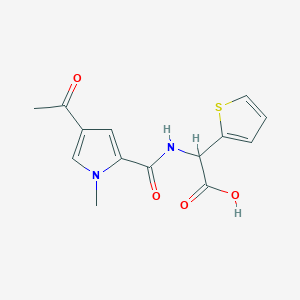 molecular formula C14H14N2O4S B6646375 2-[(4-Acetyl-1-methylpyrrole-2-carbonyl)amino]-2-thiophen-2-ylacetic acid 