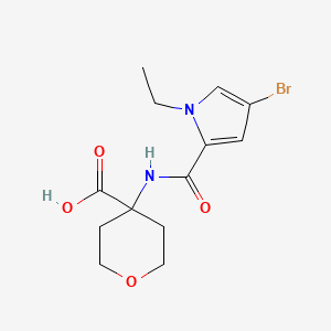 molecular formula C13H17BrN2O4 B6646380 4-[(4-Bromo-1-ethylpyrrole-2-carbonyl)amino]oxane-4-carboxylic acid 