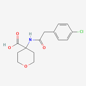molecular formula C14H16ClNO4 B6646386 4-[[2-(4-Chlorophenyl)acetyl]amino]oxane-4-carboxylic acid 