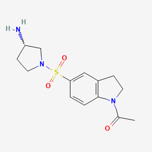molecular formula C14H19N3O3S B6646419 1-[5-[(3S)-3-aminopyrrolidin-1-yl]sulfonyl-2,3-dihydroindol-1-yl]ethanone 