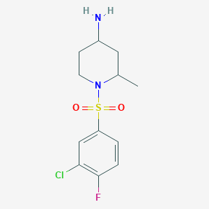 molecular formula C12H16ClFN2O2S B6646476 1-(3-Chloro-4-fluorophenyl)sulfonyl-2-methylpiperidin-4-amine 