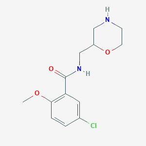 molecular formula C13H17ClN2O3 B6646505 5-chloro-2-methoxy-N-(morpholin-2-ylmethyl)benzamide 