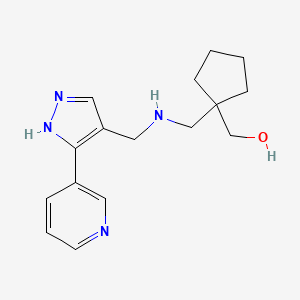 molecular formula C16H22N4O B6646572 [1-[[(5-pyridin-3-yl-1H-pyrazol-4-yl)methylamino]methyl]cyclopentyl]methanol 