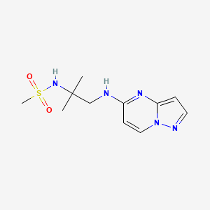 molecular formula C11H17N5O2S B6646608 N-[2-methyl-1-(pyrazolo[1,5-a]pyrimidin-5-ylamino)propan-2-yl]methanesulfonamide 