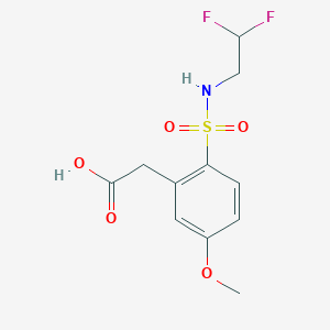 molecular formula C11H13F2NO5S B6646618 2-[2-(2,2-Difluoroethylsulfamoyl)-5-methoxyphenyl]acetic acid 