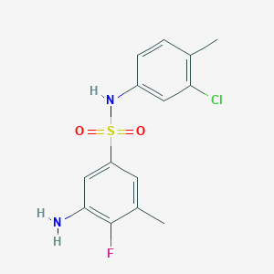 molecular formula C14H14ClFN2O2S B6646656 3-amino-N-(3-chloro-4-methylphenyl)-4-fluoro-5-methylbenzenesulfonamide 