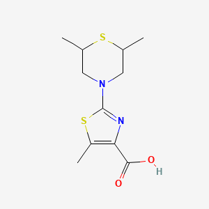 molecular formula C11H16N2O2S2 B6646665 2-(2,6-Dimethylthiomorpholin-4-yl)-5-methyl-1,3-thiazole-4-carboxylic acid 