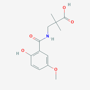 molecular formula C13H17NO5 B6646670 3-[(2-Hydroxy-5-methoxybenzoyl)amino]-2,2-dimethylpropanoic acid 