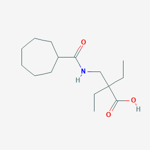molecular formula C15H27NO3 B6646690 2-[(Cycloheptanecarbonylamino)methyl]-2-ethylbutanoic acid 