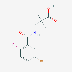 molecular formula C14H17BrFNO3 B6646696 2-[[(5-Bromo-2-fluorobenzoyl)amino]methyl]-2-ethylbutanoic acid 