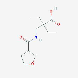 molecular formula C12H21NO4 B6646704 2-Ethyl-2-[(oxolane-3-carbonylamino)methyl]butanoic acid 