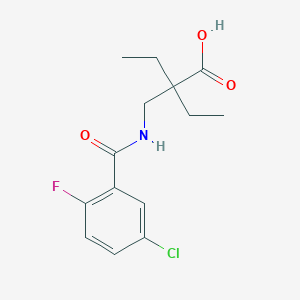 molecular formula C14H17ClFNO3 B6646711 2-[[(5-Chloro-2-fluorobenzoyl)amino]methyl]-2-ethylbutanoic acid 