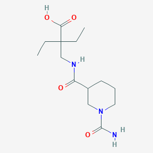 molecular formula C14H25N3O4 B6646716 2-[[(1-Carbamoylpiperidine-3-carbonyl)amino]methyl]-2-ethylbutanoic acid 
