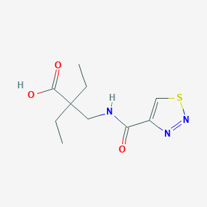 molecular formula C10H15N3O3S B6646724 2-Ethyl-2-[(thiadiazole-4-carbonylamino)methyl]butanoic acid 